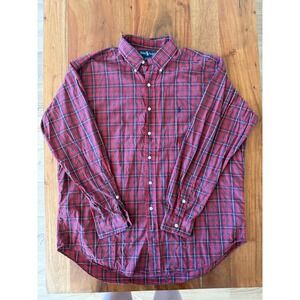 Ralph Lauren Men's "Blake" Long Sleeve Red/Blue Dress Shirt Size L